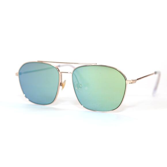 Fossil Navigator Aviator Mirrored Sunglasses - Gold / Blue-Green - NWT - Picture 1 of 9
